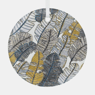 Hand Drawn: Tropical Leaves Glass Ornament