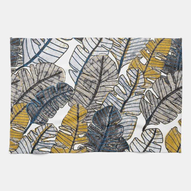 Hand Drawn: Tropical Leaves Kitchen Towel (Horizontal)