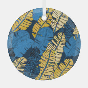 Hand Drawn Tropical Leaves: Seamless Glass Ornament