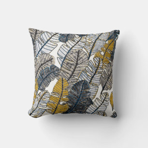 Hand Drawn: Tropical Leaves Throw Pillow
