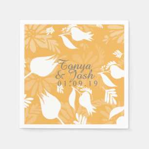 Hand Drawn Tulip Botanical Shadows Wedding Napkin