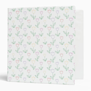 Hand Drawn Tulip Flower Pattern Binder