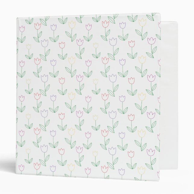 Hand Drawn Tulip Flower Pattern Binder (Front/Inside)