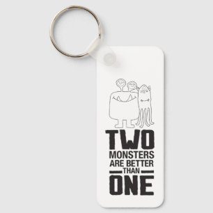 Hand Drawn Two Monster Art Monster Halloween Art Keychain