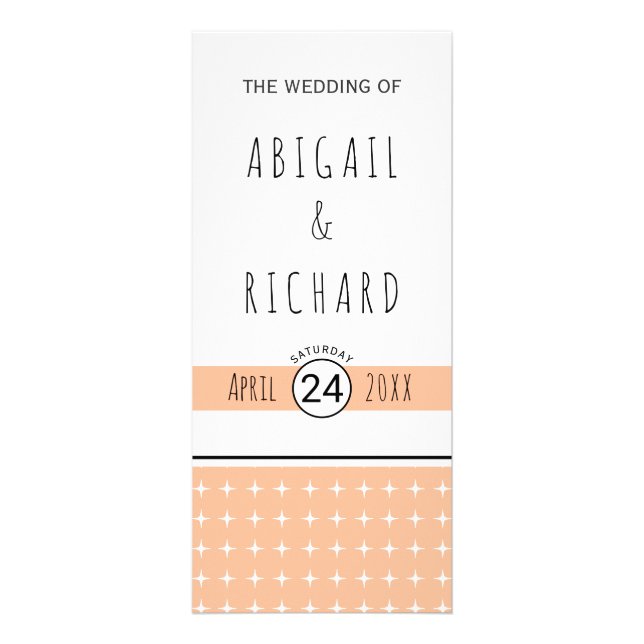 Hand drawn typography peach wedding program (Front)