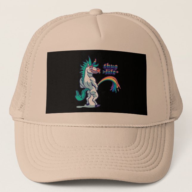 hand drawn unicorn peeing trucker hat (Front)
