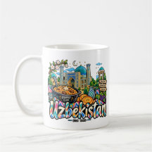 Hand Drawn Uzbekistan Travel Art Landmark