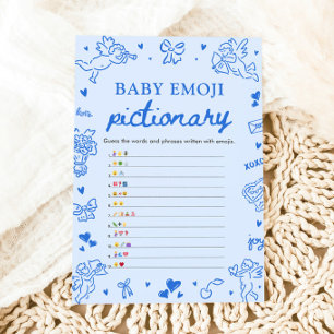 Hand Drawn Valentine Baby Emoji Pictionary Game Invitation