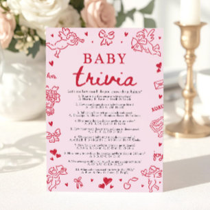 Hand Drawn Valentine Baby Shower Baby Trivia Game Invitation