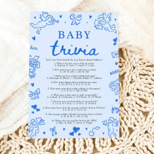 Hand Drawn Valentine Baby Shower Baby Trivia Game Invitation