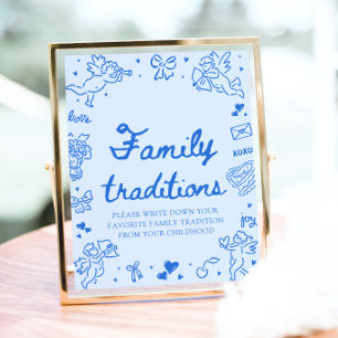 Hand Drawn Valentine Baby Shower Family Traditions Poster