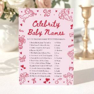 Hand Drawn Valentine Celebrity Baby Name Game Invitation