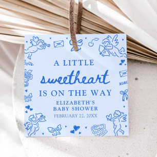 Hand Drawn Valentine Little Sweetheart Baby Shower Favour Tags