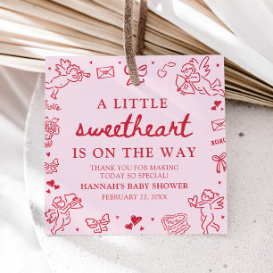 Hand Drawn Valentine Little Sweetheart Baby Shower Favour Tags