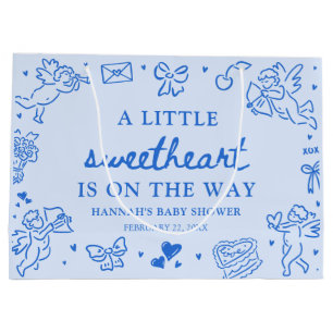 Hand Drawn Valentine Little Sweetheart Baby Shower Large Gift Bag