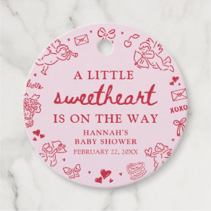 Hand Drawn Valentine Little Sweetheat Baby Shower Favour Tags