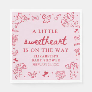 Hand Drawn Valentine Little Sweetheat Baby Shower Napkin