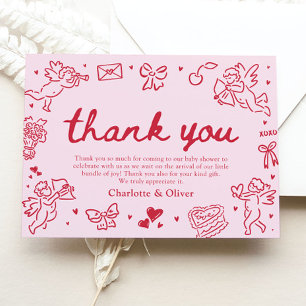 Hand Drawn Valentine Sweetheart Thank you card