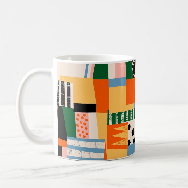 Hand drawn various shapes. Abstract contemporary s Coffee Mug (Left)