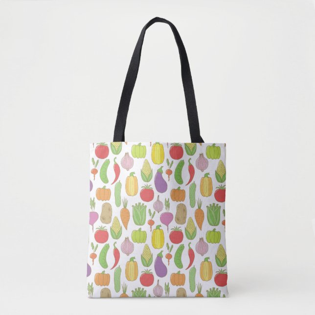 Hand-drawn vegetables, vintage doodle background. tote bag (Front)