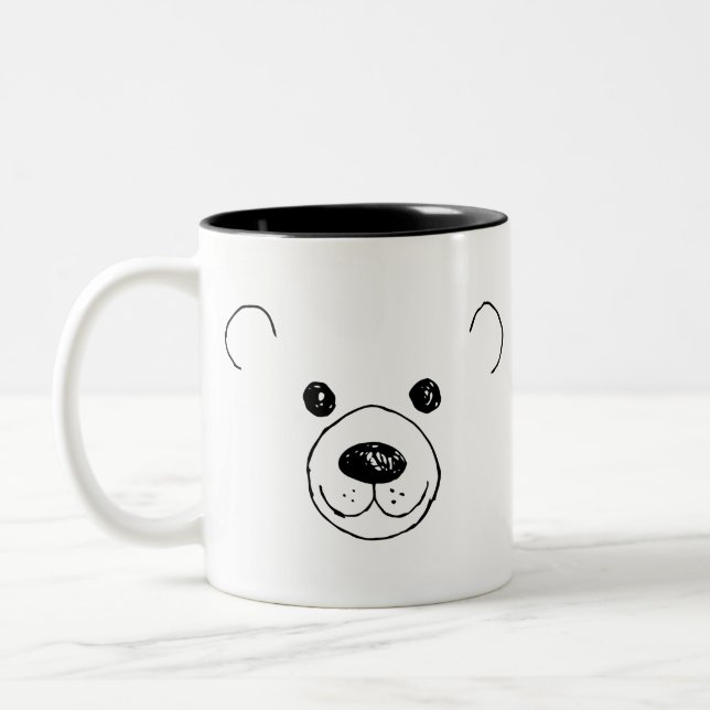 Hand Drawn Very Cute bear The Cutest Bear Art Two-Tone Coffee Mug (Left)