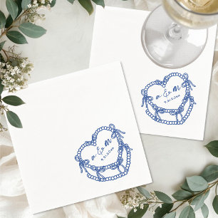 Hand Drawn Vintage Cake Blue Whimsical Wedding Napkin