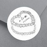 Hand Drawn Vintage Cake Whimsical Wedding Classic Round Sticker<br><div class="desc">Personalized Vintage Cake Wedding Monogram Stickers. These custom round wedding stickers feature a simple vintage-style cake illustration at the centre, topped with the couple’s monogram initials and wedding date for a timeless and elegant touch. The minimalist design uses a mix of classic serif and handwritten script fonts, keeping the look...</div>