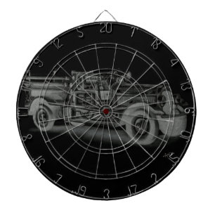 hand drawn vintage fire truck inverse dartboard