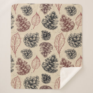 Hand drawn vintage illustrations. Seamless pattern Sherpa Blanket