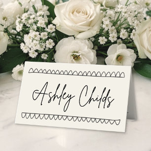 Hand Drawn Vintage Name Wedding Place Card