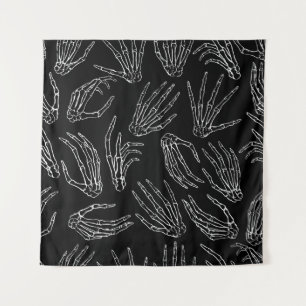 Hand drawn vintage seamless pattern. Human bone ha Tapestry