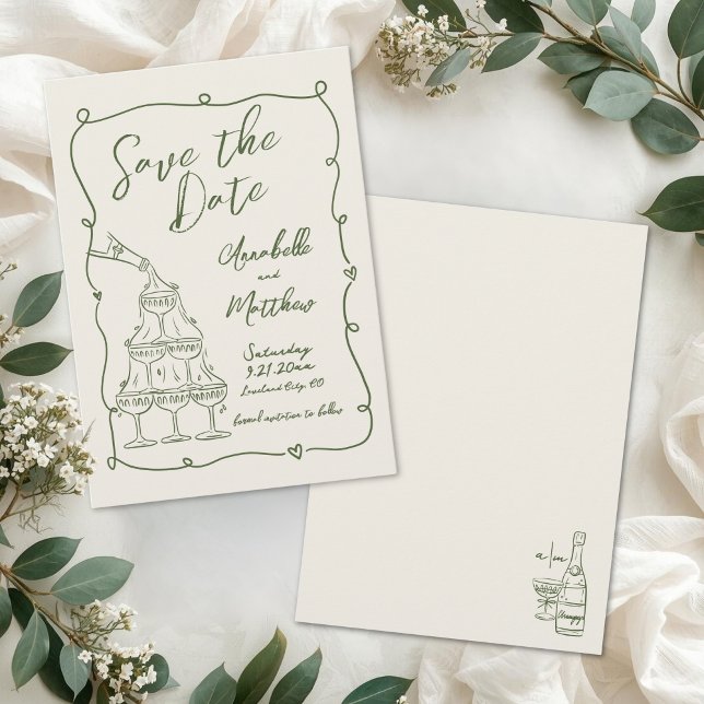 Hand Drawn Vintage Wedding Save The Date (Hand Drawn Vintage Wedding Save The Date)