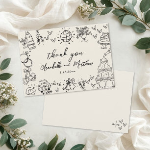Hand Drawn Vintage Wedding Thank You Card