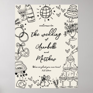 Hand Drawn Vintage Wedding Welcome Sign