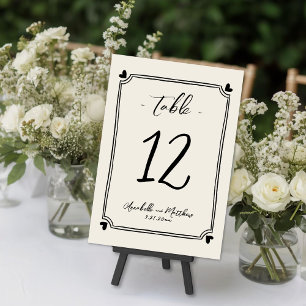 Hand Drawn Vintage Whimsical Wedding Table Number