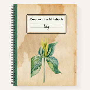 Hand Drawn Wake Robin Personalized Composition Notebook