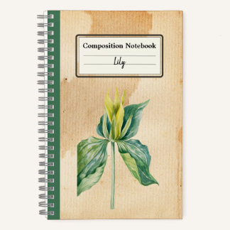Hand Drawn Wake Robin Personalized Composition Notebook