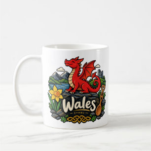 Hand Drawn Wales Travel Art Landmark Coffee Mug