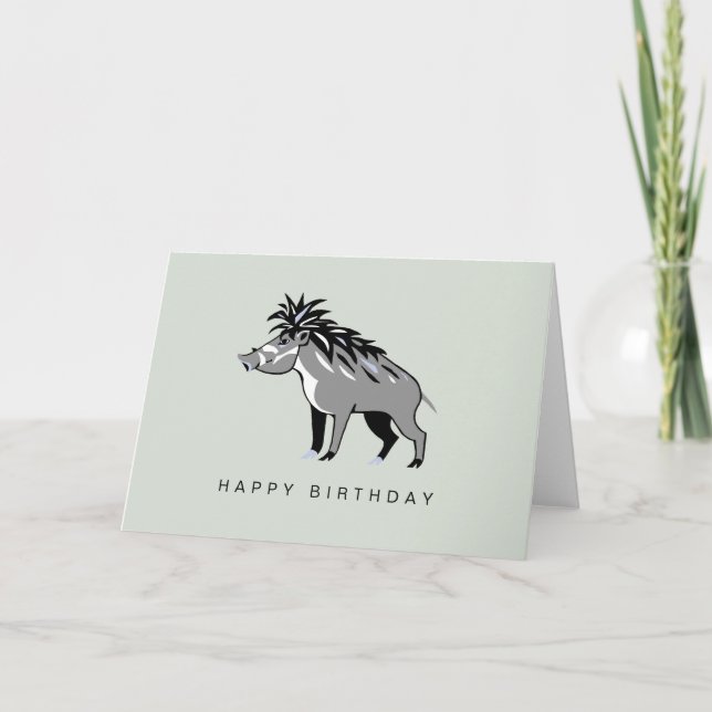 Hand drawn - Warty PIG - Warthog - Wildlife - Card (Front)