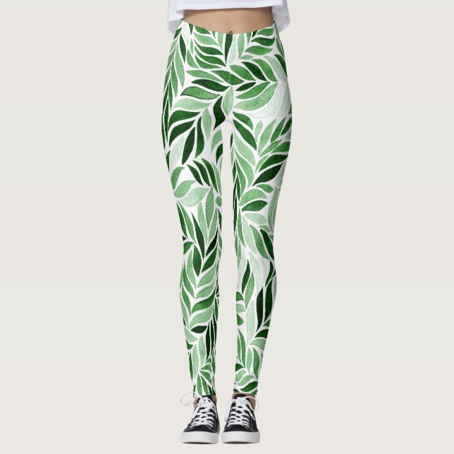 Hand-Drawn Watercolor Abstract Seamless Pattern Leggings (Front)