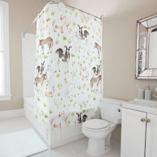 Hand drawn watercolor animals on the farm