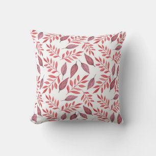 Hand Drawn Watercolor Falling Autumn Leaves Throw Pillow