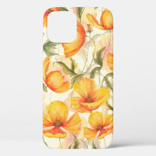 Hand-drawn watercolor floral seamless pattern with iPhone 12 case