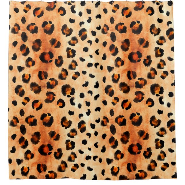 Hand drawn watercolor leopard pattern. Exotic fur  (Front)