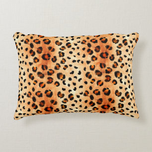 Hand drawn watercolor leopard pattern. Exotic fur Accent Pillow
