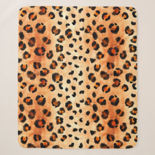 Hand drawn watercolor leopard pattern. Exotic fur  Sherpa Blanket