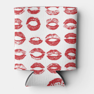 Hand-drawn watercolor lips set can cooler
