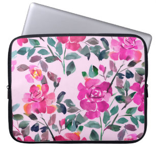 Hand drawn watercolor opulent roses. Floral seamle Laptop Sleeve