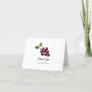 Hand-Drawn Watercolor Red Wine Grapes Cute Thank You Card