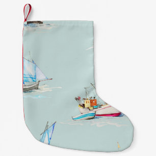 hand drawn watercolor sailboat illustrationsailboa small christmas stocking